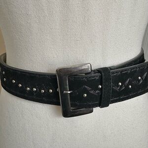 Donald J. Pliner Black Studded leather  Women's Belt